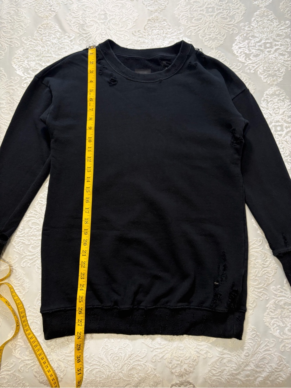 MOTHER The Tunic Big Easy Distressed Grunge Crewneck Sweatshirt Black XS - Picture 8 of 12